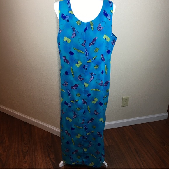 Cynthia Taylor Women's Turquoise Blue Sandal Purse Print Maxi Dress Size L - Picture 7 of 13